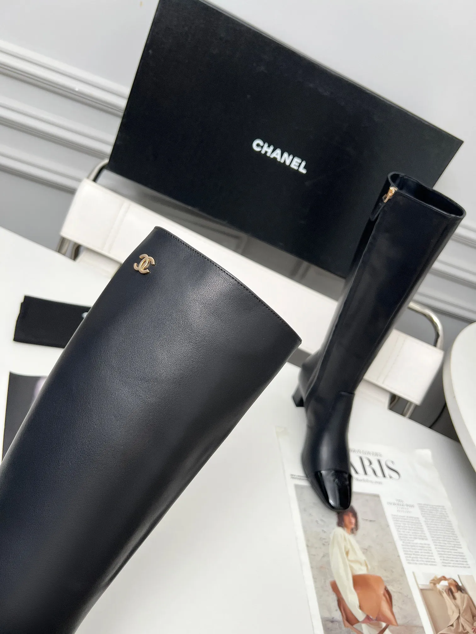 👟👟Ex-factory price 700👟👟 Genuine leather sole +30 Chanel/Chanel double C high-heeled fashion boots, fabric: Xiaoxiang special cowhide:, lining: sheepskin; color: black, white; apricot; code number: 5-40 (customized 41, non-refundable), 16-inch high boots